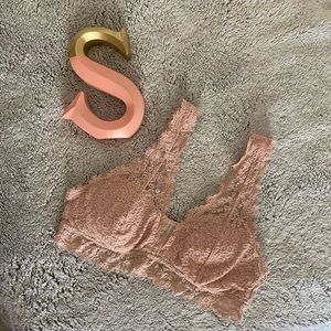 Aerie Eyelash Lace Plunge Bralette - Blush